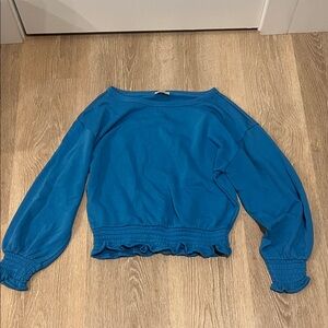 LOFT Blue Women's Sweatshirt with Ruffled Hem